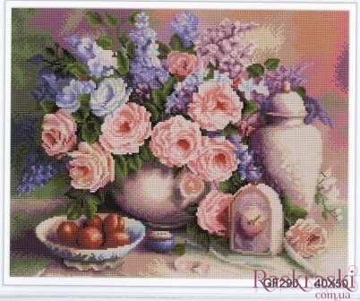 Алмазна живопис Троянди і фрукти Алмазна мозаіка (OSF001) фото інтернет-магазину Raskraski.com.ua