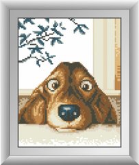 Картина из мозаики Очаровательный щенок (квадратные камни, полная зашивка) Dream Art (DA-30341, Без подрамника) фото интернет-магазина Raskraski.com.ua