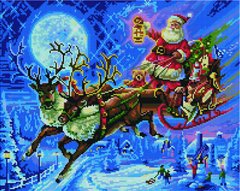 Алмазна мозаїка Санта в новорічну ніч Брашми (GF1677) фото інтернет-магазину Raskraski.com.ua
