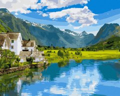 Картина по номерам Деревня в Швейцарии (BK-GX44534) (Без коробки)