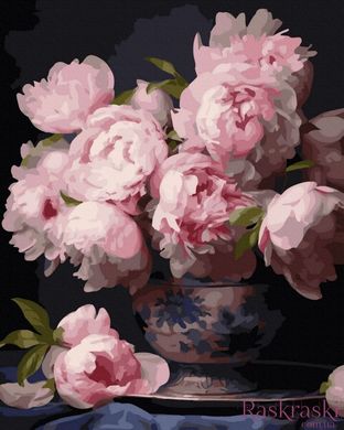 Картины по номерам Нежные розовые пионы (ANG664) (Без коробки)