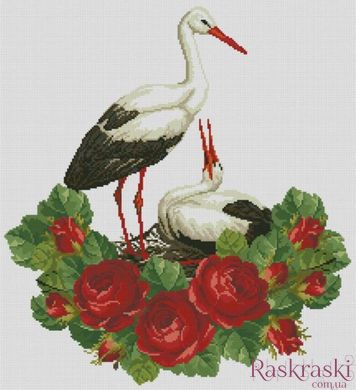 Набор алмазной вышивки Аисты в розах (54 х 59 см) Dream Art (DA-31602, Без подрамника) фото интернет-магазина Raskraski.com.ua