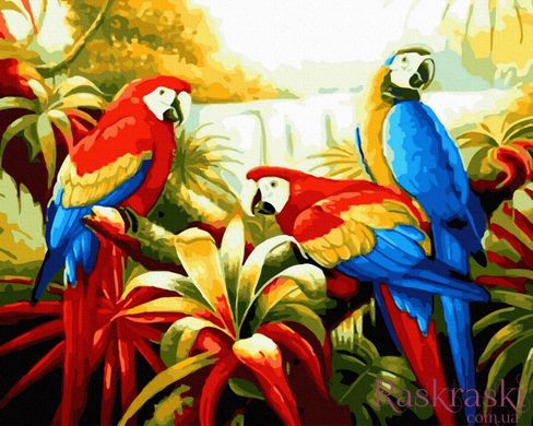 Картина за номерами Папуги у тропіках (BK-GX41873) (Без коробки)