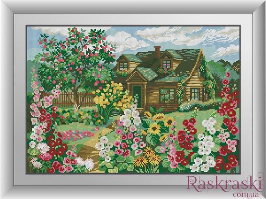 Картина из мозаики Домик в цвету Dream Art (DA-30670, Без подрамника) фото интернет-магазина Raskraski.com.ua
