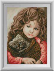 Картина алмазная вышивка Девочка с кошкой Dream Art (DA-30746, Без подрамника) фото интернет-магазина Raskraski.com.ua