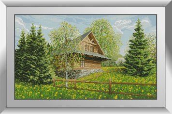 Картина алмазами Горный котедж Dream Art (DA-31131, Без подрамника) 38 x 64 см фото интернет-магазина Raskraski.com.ua