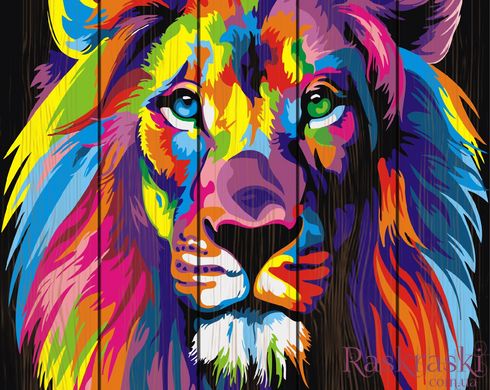Картина за номерами на дереві Райдужний лев (RA-GXT8999) Rainbow Art фото інтернет-магазину Raskraski.com.ua