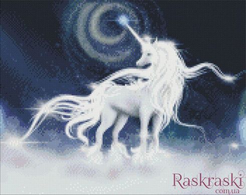 Картина зі страз Білий єдиноріг Ідейка (AMO7169) фото інтернет-магазину Raskraski.com.ua