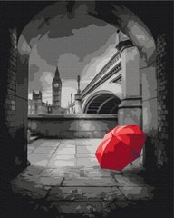 Розмальовки за номерами Червона парасолька під Біг-Беном (BSM-B32893) фото інтернет-магазину Raskraski.com.ua