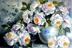 Набор алмазная мозаика Белые розы ТМ Алмазная мозаика (DM-046, Без подрамника) фото интернет-магазина Raskraski.com.ua