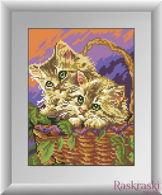 Картина з мозаїки Кошеня в квітковому горщику (повна зашивання, квадратні камені) Dream Art (DA-30143) фото інтернет-магазину Raskraski.com.ua