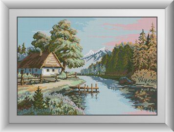 Мозаїка алмазна Будиночок в горах Dream Art (DA-30782) 40 x 57 см фото інтернет-магазину Raskraski.com.ua