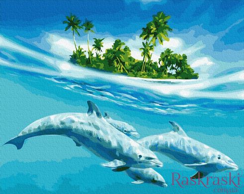 Живопись по номерам Плавание с дельфинами (BRM27574) фото интернет-магазина Raskraski.com.ua