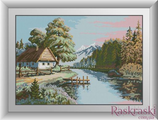 Картина з мозаїки Будиночок в горах Dream Art (DA-30782) фото інтернет-магазину Raskraski.com.ua