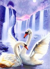 Картина алмазная вышивка Пара лебедей ТМ Алмазная мозаика (DM-047, Без подрамника) фото интернет-магазина Raskraski.com.ua