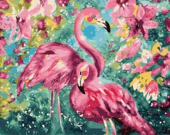 Раскраска для взрослых Фламинго в цветах (BK-GX33251) (Без коробки)