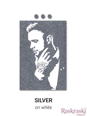 Портрет на замовлення фліп-флоп з блискітками, полотно 60x80 см срібло на білому фото інтернет-магазину Raskraski.com.ua
