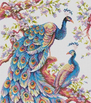 Картина мозаїка Королівські павичі (43 х 49 см) Dream Art (DA-31828) фото інтернет-магазину Raskraski.com.ua