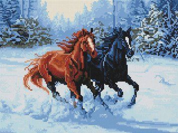 Алмазна картина Пара коней ColorArt (CLR-PST413) 30 х 40 см фото інтернет-магазину Raskraski.com.ua