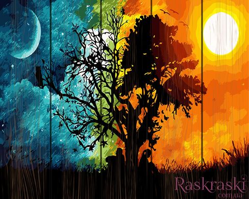 Картина за номерами на дереві Захід і світанок (RA-GXT29446) Rainbow Art фото інтернет-магазину Raskraski.com.ua