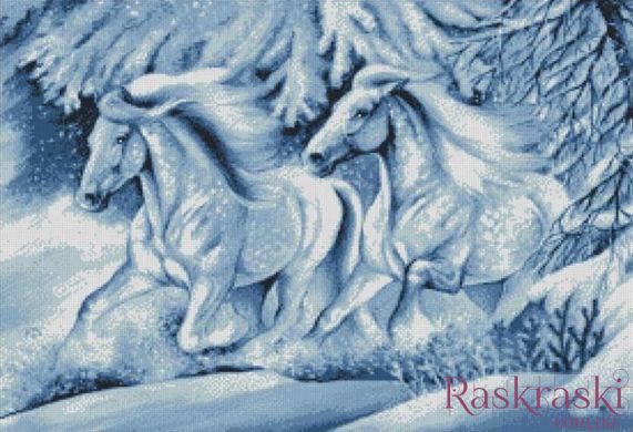Алмазна вишивка Снігові коні (51 х 69 см) Dream Art (DA-31727) фото інтернет-магазину Raskraski.com.ua