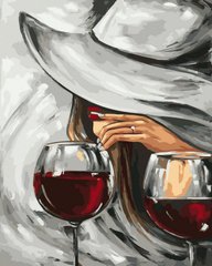 Рисунок по цифрам Девушка и вино (NIK-N471) фото интернет-магазина Raskraski.com.ua