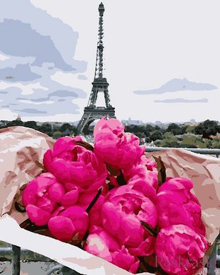 Раскраска по номерам Пионы в Париже (ART-B-6780) Artissimo фото интернет-магазина Raskraski.com.ua