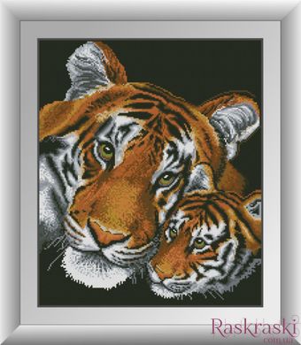 Картина из мозаики Тигры (полная зашивка, квадратные камни) Dream Art (DA-30220, Без подрамника) фото интернет-магазина Raskraski.com.ua