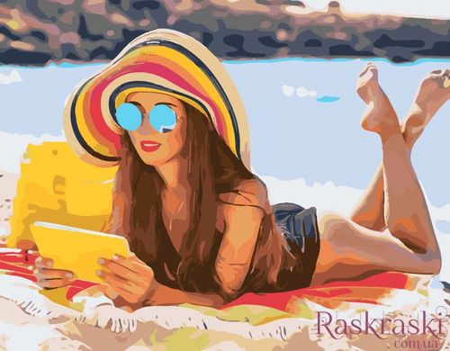 Картина по номерам Девушка на песке (SR-B-SY6340) Strateg фото интернет-магазина Raskraski.com.ua