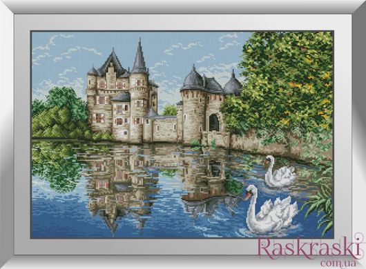 Набор алмазная вышивка Замок у озера(лебеди) Dream Art (DA-31107, Без подрамника) фото интернет-магазина Raskraski.com.ua