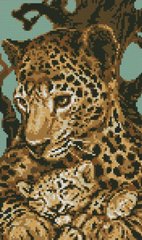 Алмазная мозаика Леопард с малышом (22 х 37 см) Dream Art (DA-31841, Без подрамника) фото интернет-магазина Raskraski.com.ua