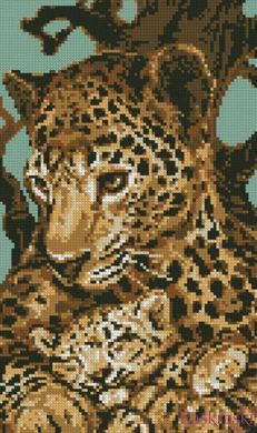 Алмазная мозаика Леопард с малышом (22 х 37 см) Dream Art (DA-31841, Без подрамника) фото интернет-магазина Raskraski.com.ua