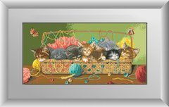 Алмазная живопись Спящие котята (полная зашивка, квадратные камни) Dream Art (DA-30042, Без подрамника) фото интернет-магазина Raskraski.com.ua