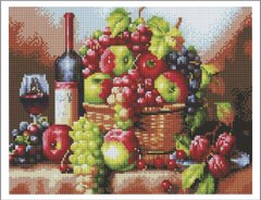 Картина зі страз Фрукти та вино Алмазна мозаіка (OSG008) фото інтернет-магазину Raskraski.com.ua