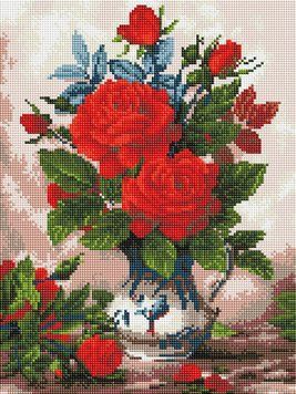 Мозаїка алмазна Букет червоних троянд ColorArt (CLR-ST417) 30 х 40 см фото інтернет-магазину Raskraski.com.ua