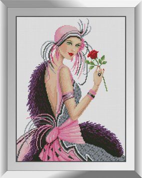 Картина алмазами Леди с розой Dream Art (DA-31384, Без подрамника) 36 x 48 см фото интернет-магазина Raskraski.com.ua