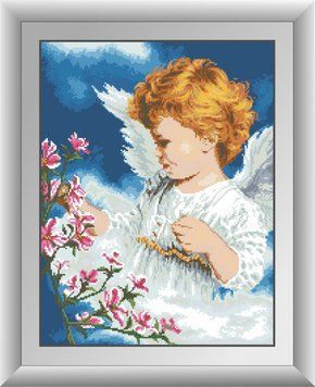 Картина алмазами Ангел з квітами Dream Art (DA-30378) 40 х 52 см фото інтернет-магазину Raskraski.com.ua
