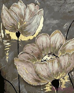 Картина за номерами Гарні квіти (золоті фарби) (JX1055) (Без коробки)