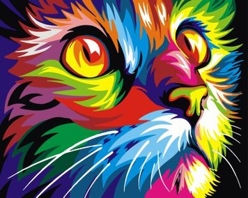 Раскраска по номерам Радужный кот (BK-GX4228) (Без коробки)