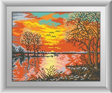 Алмазна мозаїка Захід на річці (квадратні камені, повна зашивання) Dream Art (DA-30544) 26 х 33 см фото інтернет-магазину Raskraski.com.ua