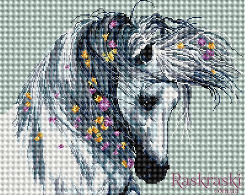 Картина з мозаїки Білий кінь Брашми (GF3426) фото інтернет-магазину Raskraski.com.ua