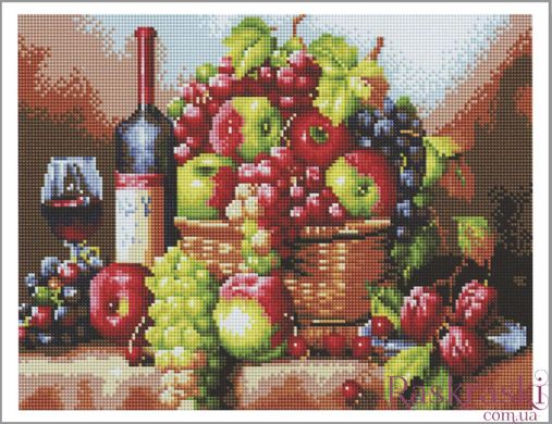 Картина из страз Фрукты и вино (EF248) Алмазная мозаика (OSG008, Без подрамника) фото интернет-магазина Raskraski.com.ua