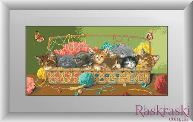 Алмазная живопись Спящие котята (полная зашивка, квадратные камни) Dream Art (DA-30042, Без подрамника) фото интернет-магазина Raskraski.com.ua