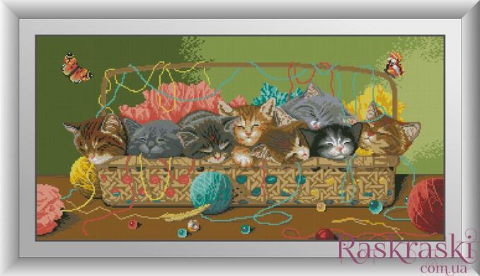 Алмазна мозаїка Сплячі кошенята (повна зашивання, квадратні камені) Dream Art (DA-30042) фото інтернет-магазину Raskraski.com.ua