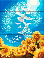 Картины по номерам на дереве Голуби мира (ASW189) ArtStory фото интернет-магазина Raskraski.com.ua