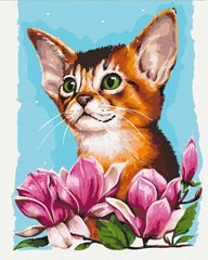 Картина за номерами Котик в квітах ©Anna Kulyk (BS53585) (Без коробки)
