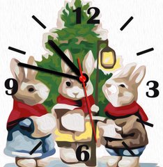 Картина по номерам часы Праздничные кролики (ASG009) ArtStory (Без коробки)