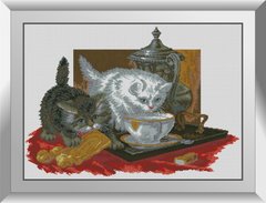 Алмазная вышивка Чаепитие (котята) Dream Art (DA-31135, Без подрамника) фото интернет-магазина Raskraski.com.ua