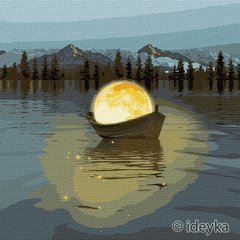 Картини за номерами Місячний човен з фарбами металiк (KHO5031) Идейка (Без коробки)