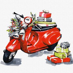 Картина по номерам Рождественский мотоцикл ©fashionillustration_tania (KHO5011) Идейка (Без коробки)